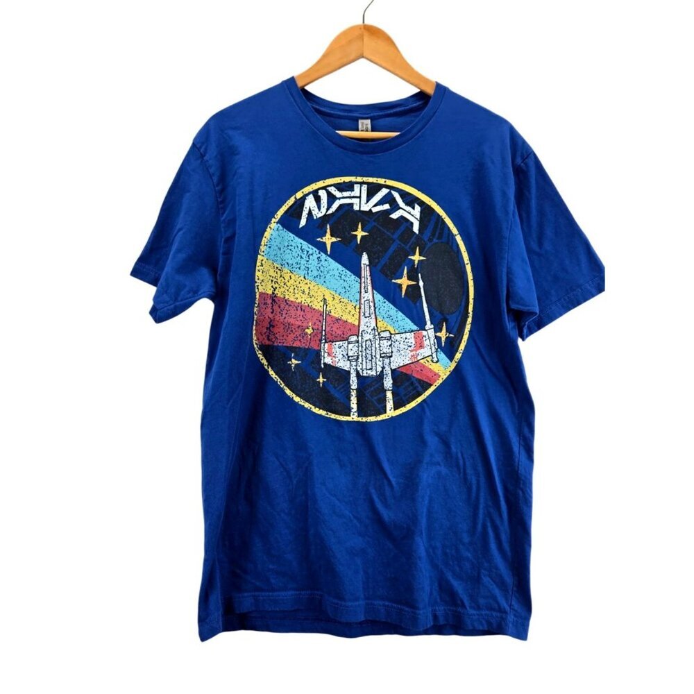 Blue T-Shirt Star Wars X-Wing Starfighter Sz L Cotton Next Level Apparel